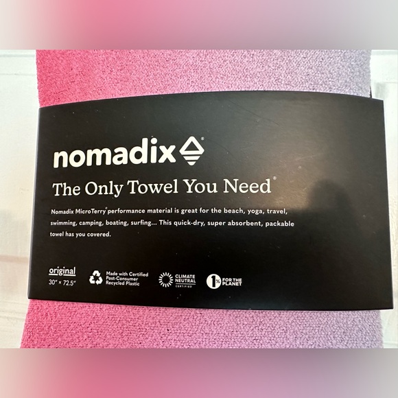 Nomadix yoga mat towel 30” x 72.5” pink/yellow/blue - Picture 2 of 4